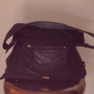 Perlina Black Leather Purse
